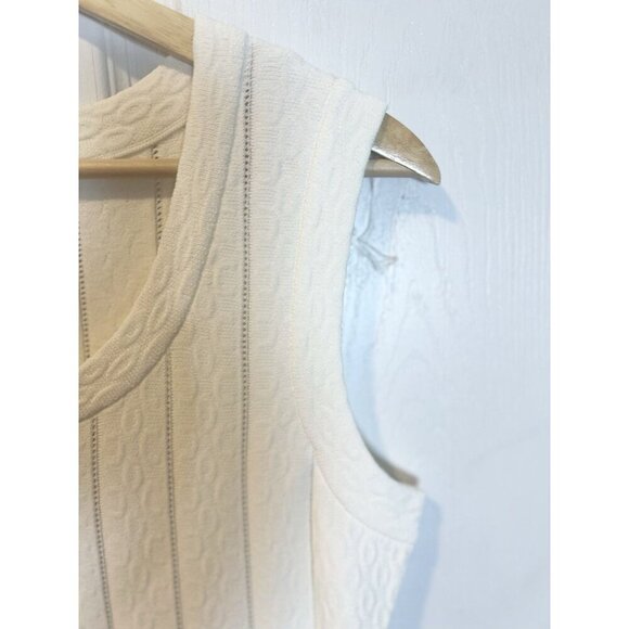 Hale Bob Ivory Sleeveless Mini Dress Large Fit And Flare Stretch Round Neck - Picture 5 of 10